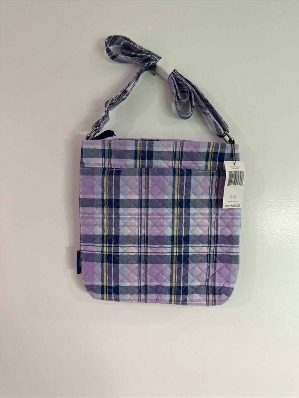 Vera Bradley Women's Cotton Triple Zip Hipster Crossbody Purse Plaid -NWT
